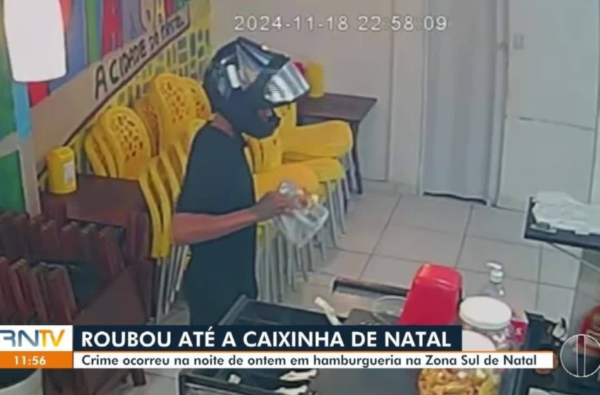  Homem armado assalta lanchonete na Zona Sul de Natal e leva até 'caixinha de Natal'